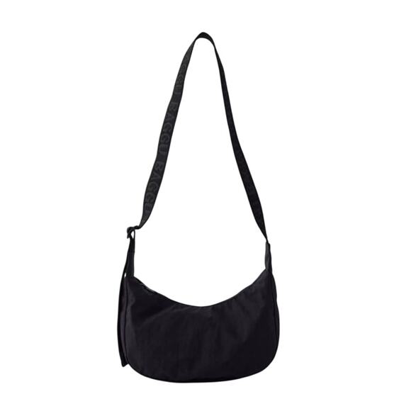 Baggu Small Nylon Crescent Bag Solid Black Crossbody Purse Sustainable NEW - Picture 1 of 7